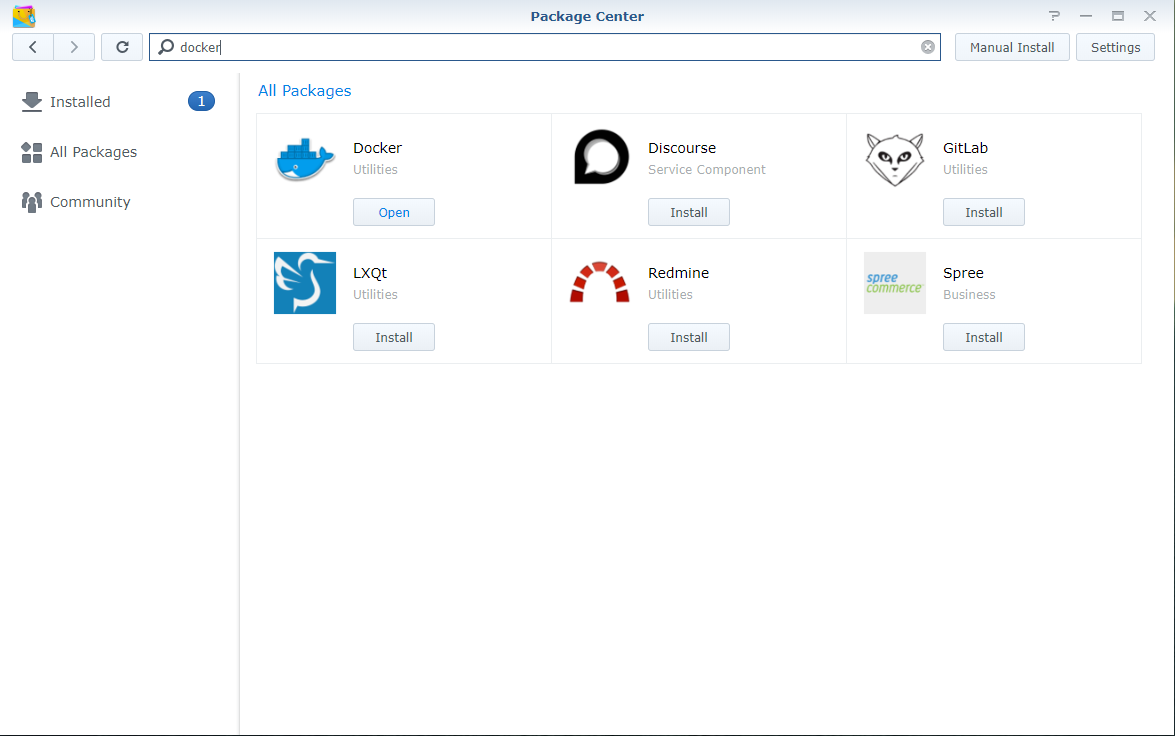 Docker installation screenshot